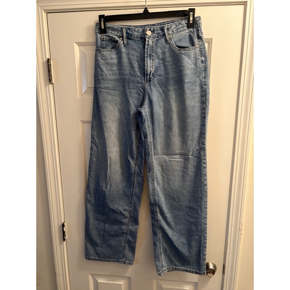 Oat New York Women's Jeans Cloud Luxe Denim Size 8/29 Wide Leg Light Blue Wash